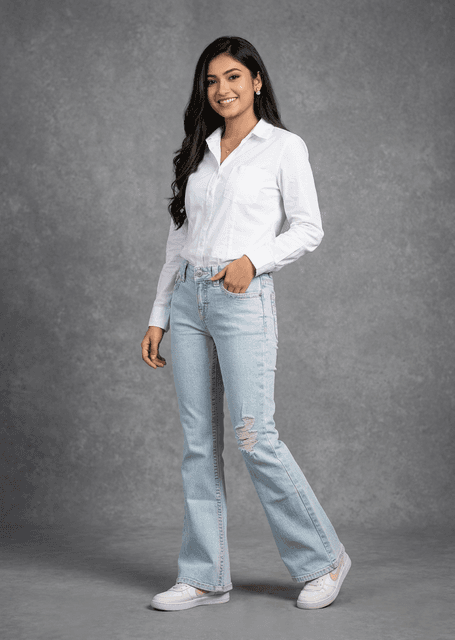 low waist bootcut stitch jeans - Image 2
