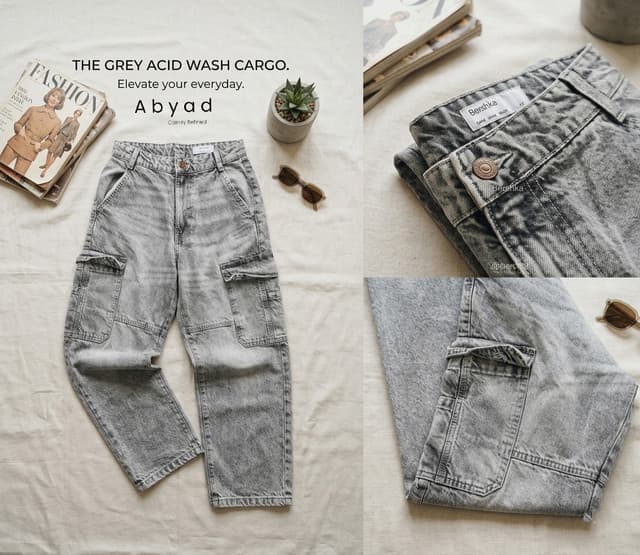 The Grey Acid Wash Cargo Pant - Image 2